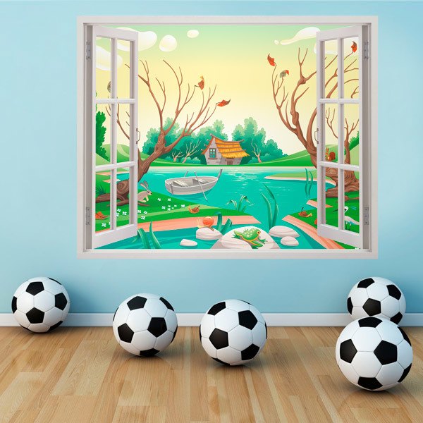 Vinilos Infantiles: Ventana Lago del bosque