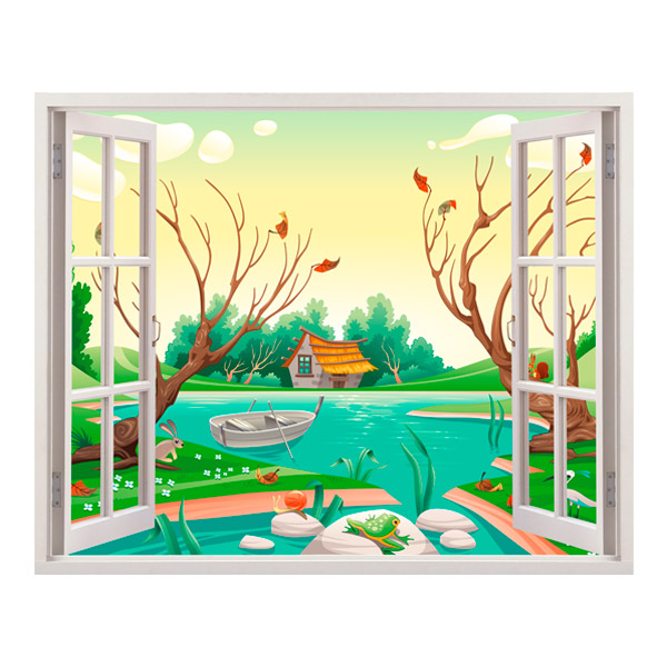 Vinilos Infantiles: Ventana Lago del bosque