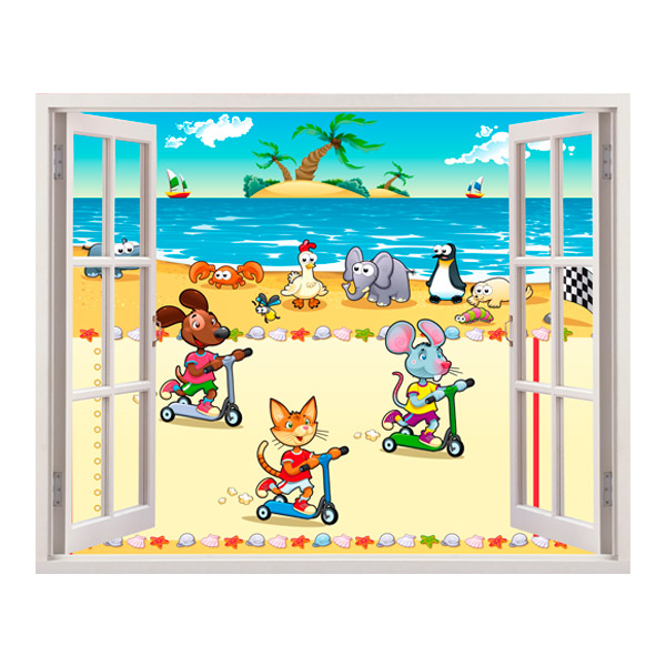 Vinilos Infantiles: Ventana carrera en la playa