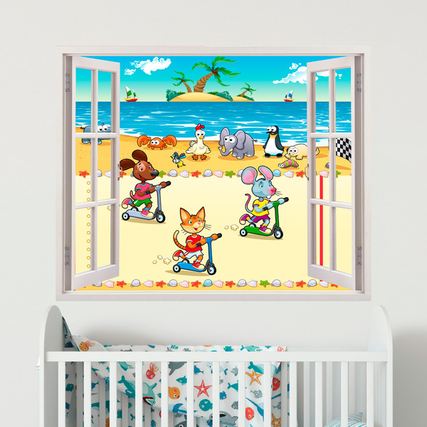 Vinilos Infantiles: Ventana carrera en la playa