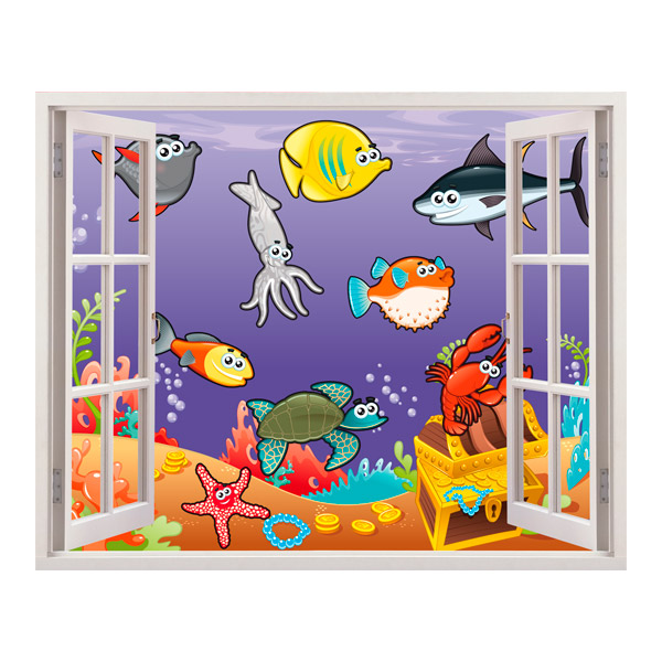 Vinilos Infantiles: Ventana Animales marinos