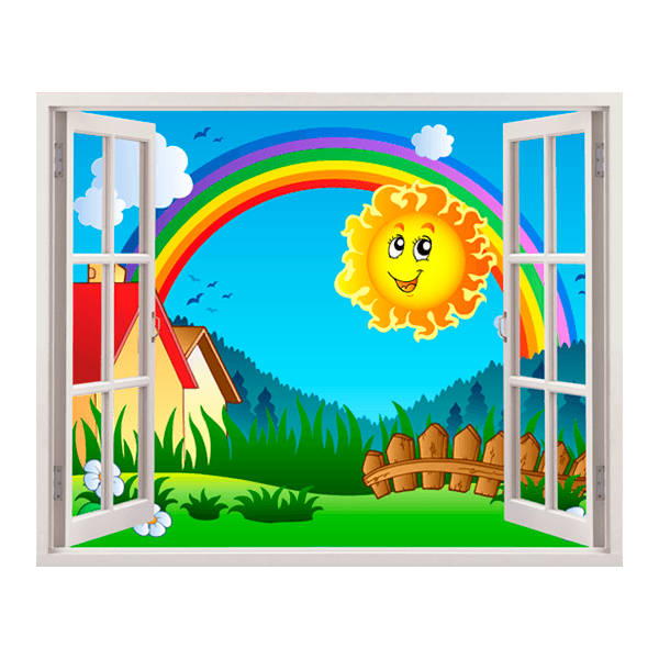 Vinilos Infantiles: Ventana sol y arcoíris infantil