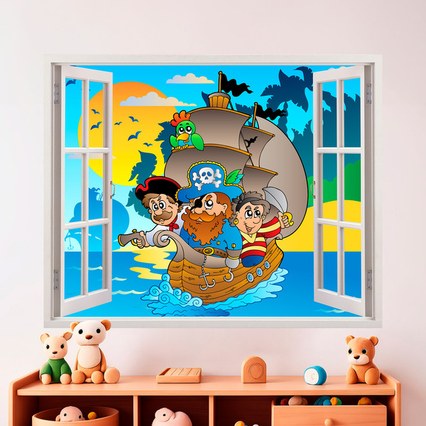 Vinilos Infantiles: Ventana de barco pirata infantil