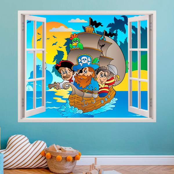 Vinilos Infantiles: Ventana de barco pirata infantil