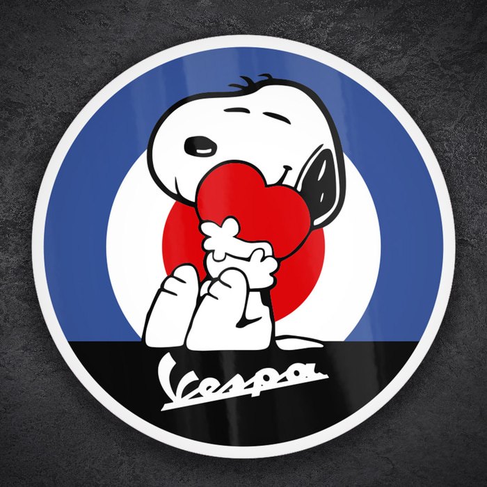 Pegatinas: Snoopy Mod con Vespa y Corazón