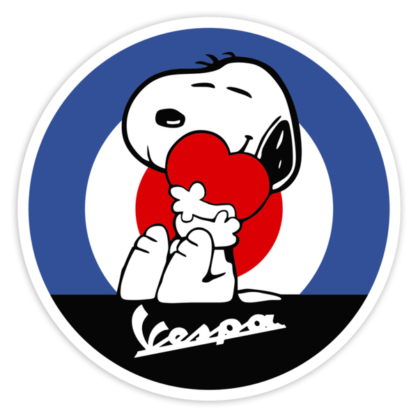 Pegatinas: Snoopy Mod con Vespa y Corazón