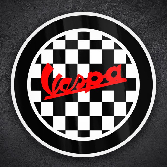 Pegatinas: Vespa Racing con Fondo de Cuadros