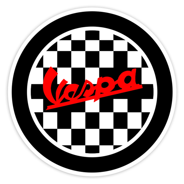 Pegatinas: Vespa Racing con Fondo de Cuadros
