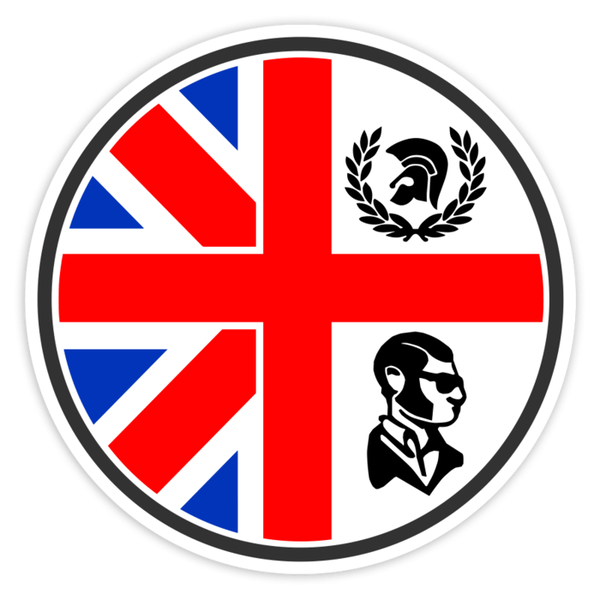 Pegatinas: Emblema Skinhead UK con Cruz y Trojan