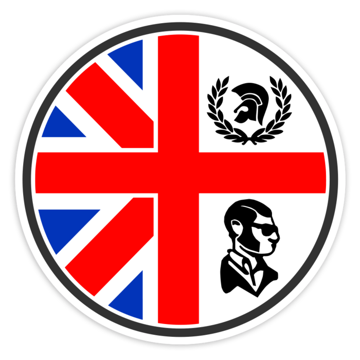 Pegatinas: Emblema Skinhead UK con Cruz y Trojan