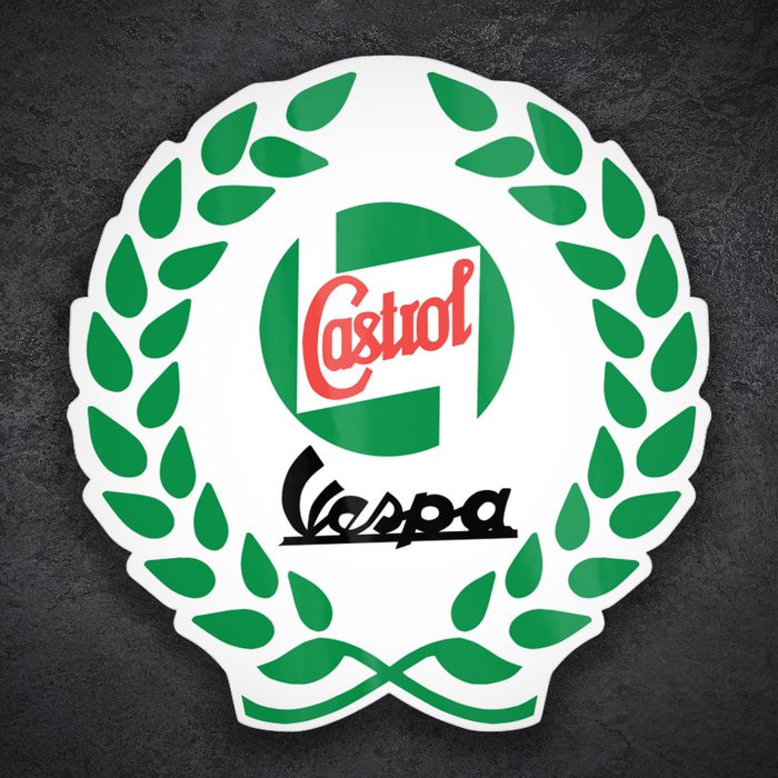 Pegatinas: Castrol Vespa con Corona de Laurel