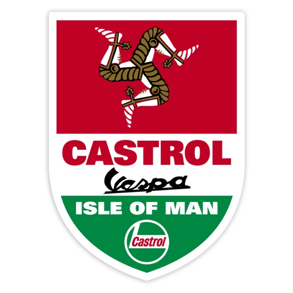 Pegatinas: Escudo Vespa Castrol Isla de Man Clásico