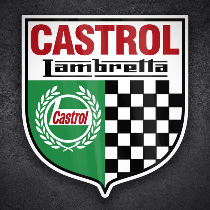Pegatinas: Escudo Lambretta Castrol con Cuadros Racing