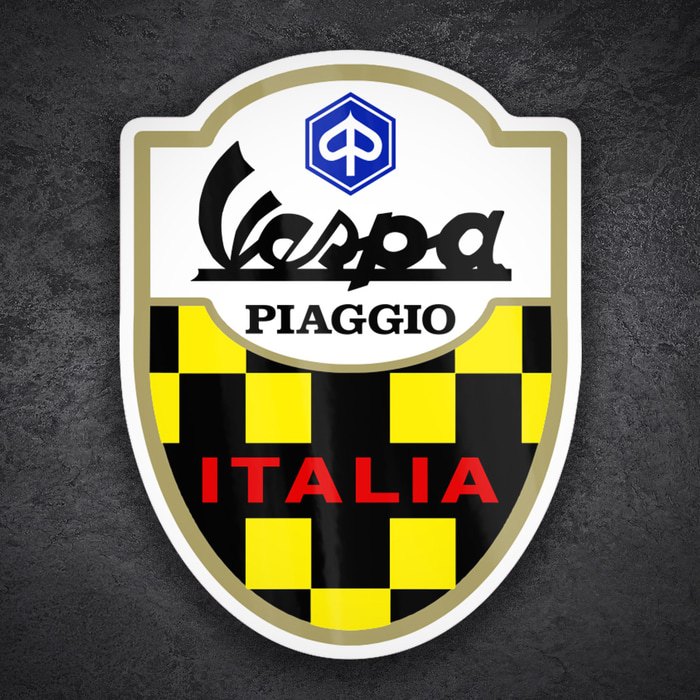 Pegatinas: Escudo Piaggio Vespa Italia con Cuadros Racing