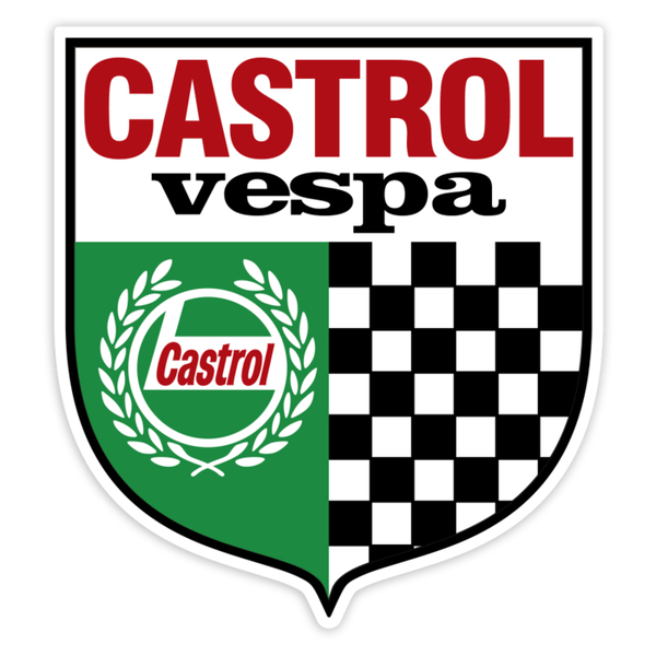 Pegatinas: Escudo Vespa Castrol con Cuadros Racing