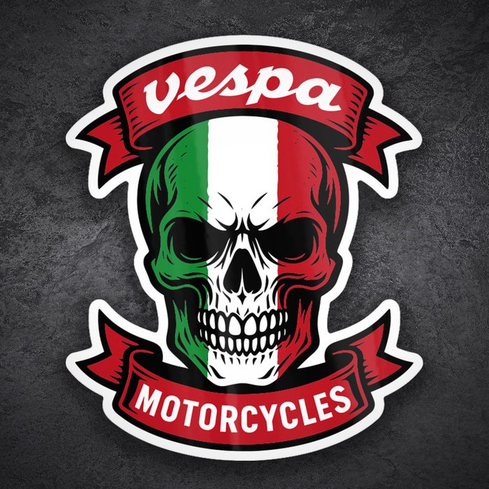 Pegatinas: Calavera Vespa Italia Motorcycles