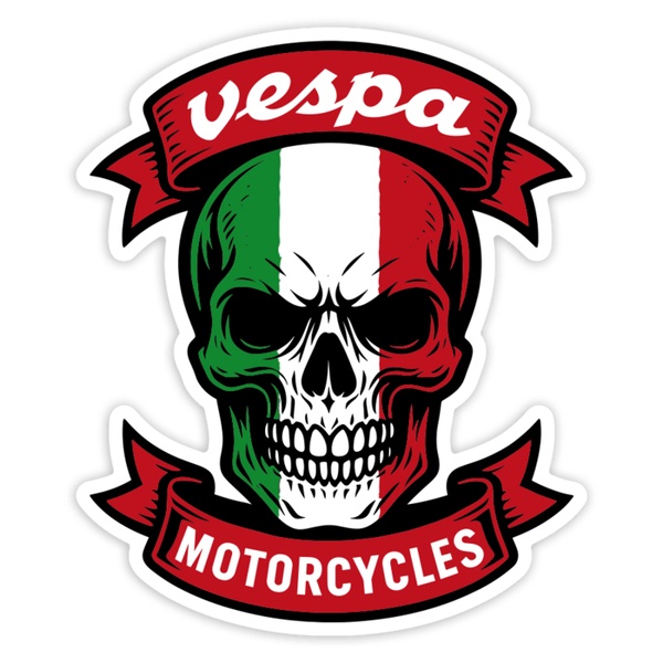 Pegatinas: Calavera Vespa Italia Motorcycles