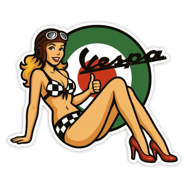 Pegatinas: Chica Pin Up Vespa Italia