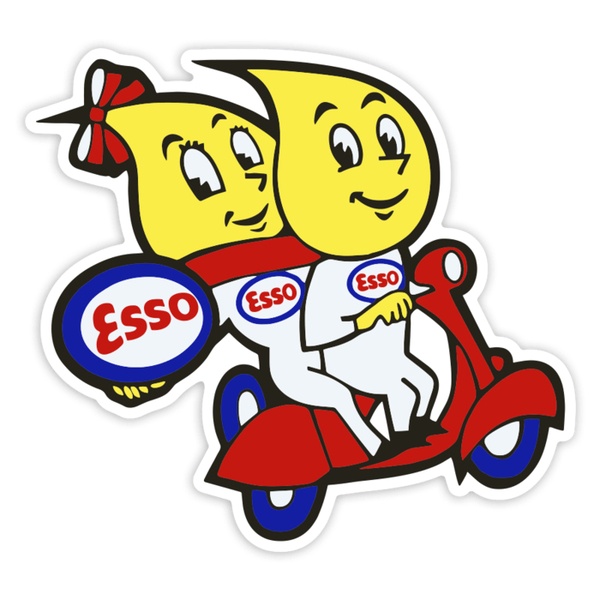Pegatinas: Pareja Esso en Scooter