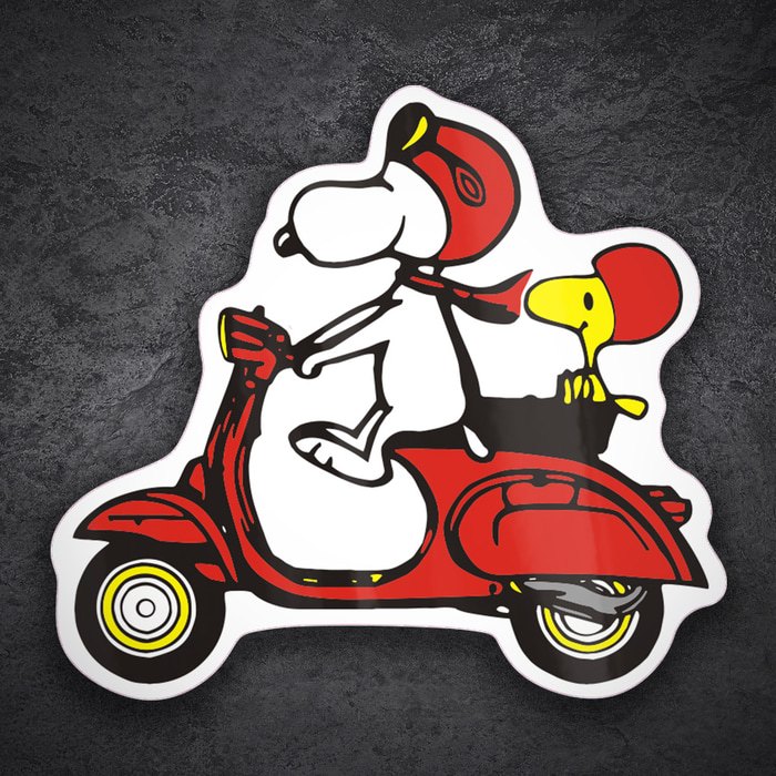 Pegatinas: Snoopy Vespa Roja