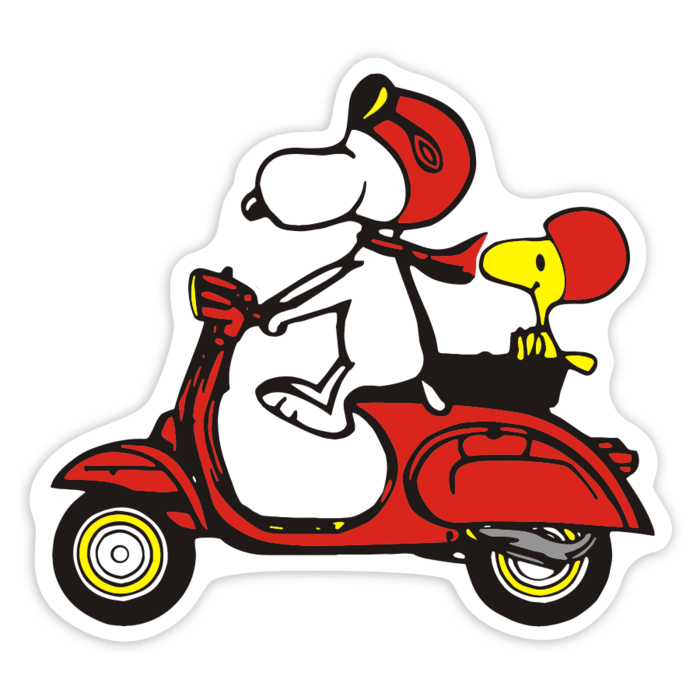 Pegatinas: Snoopy Vespa Roja