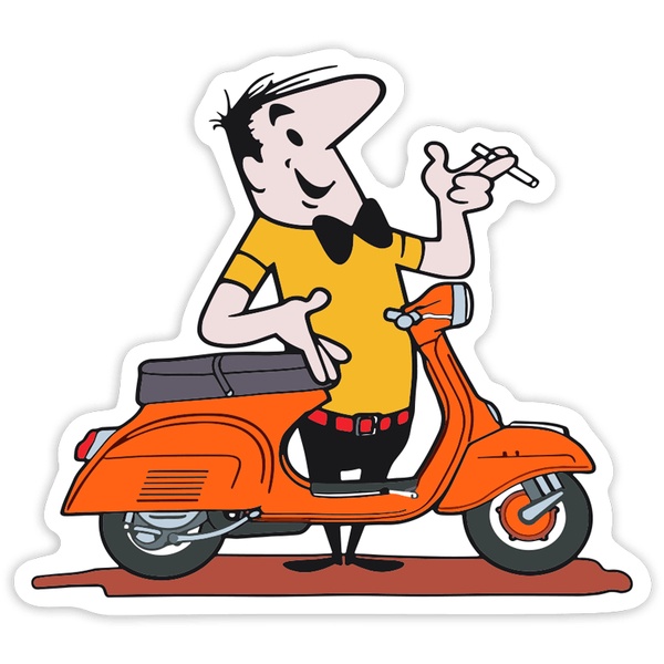 Pegatinas: Ilustraci&oacute;n Vintage Vespa Naranja