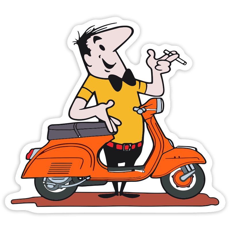 Pegatinas: Ilustraci&oacute;n Vintage Vespa Naranja