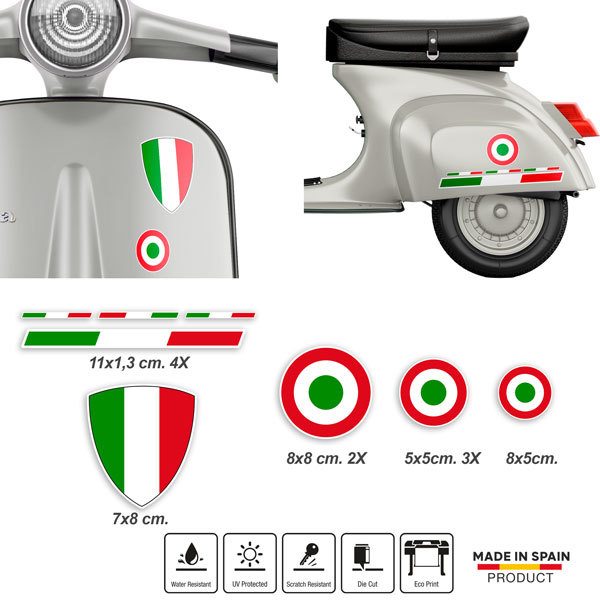 Pegatinas: Vespa Banderas Italia