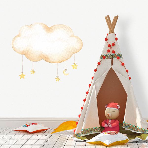 Vinilos Infantiles: Nube con estrellas colgando