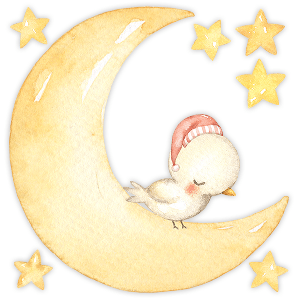 Vinilos Infantiles: Pájaro dormido en la luna 0