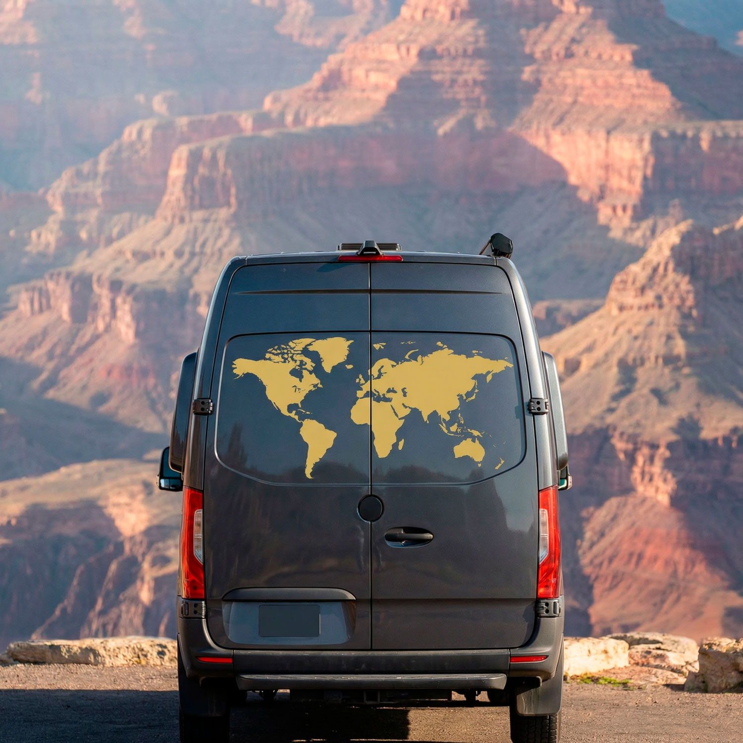 Vinilos autocaravanas: Silueta Mapa Mundi Low