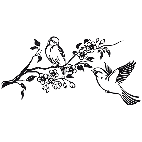 Pegatinas: Gorriones en primavera