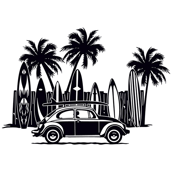Pegatinas: Volkswagen, Playa y Surf
