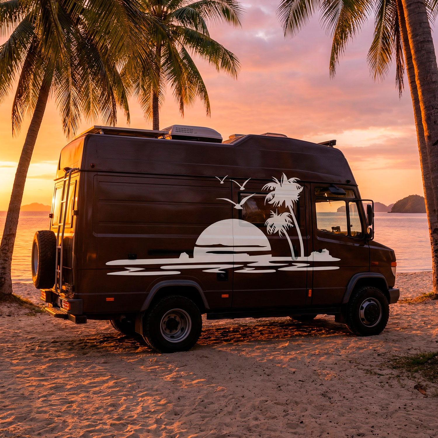 Vinilos autocaravanas: Playa para&iacute;so