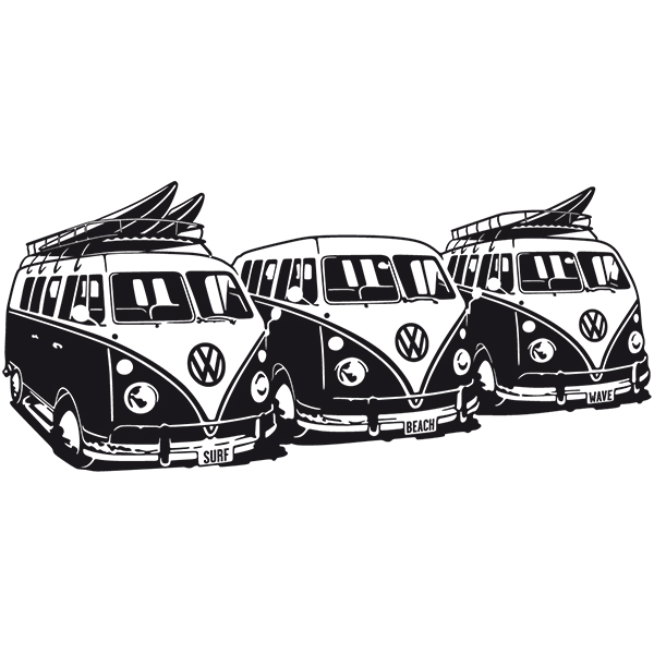 Pegatinas: Trío de Furgonetas Surferas