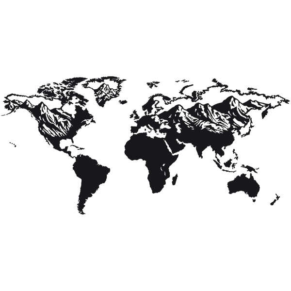 Pegatinas: Mapa del Mundo Montañoso