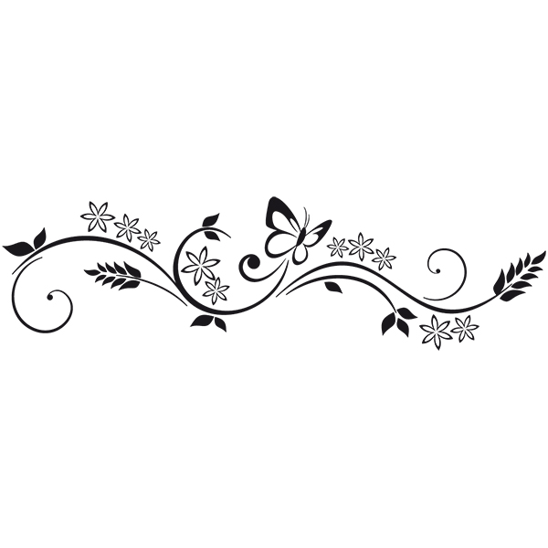 Pegatinas: Mariposa entre flores