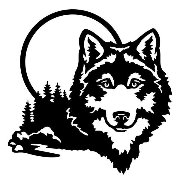 Pegatinas: Lobo en el bosque
