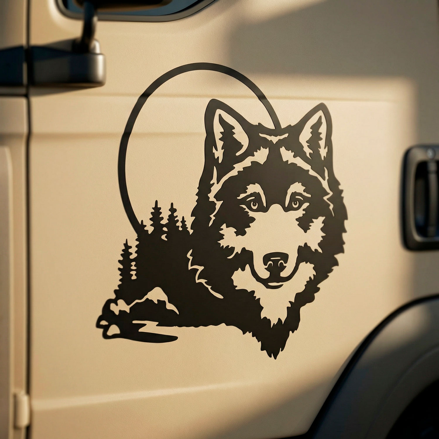 Vinilos autocaravanas: Lobo en el bosque