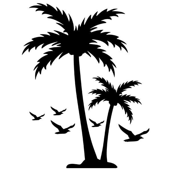 Pegatinas: Gaviotas entre palmeras