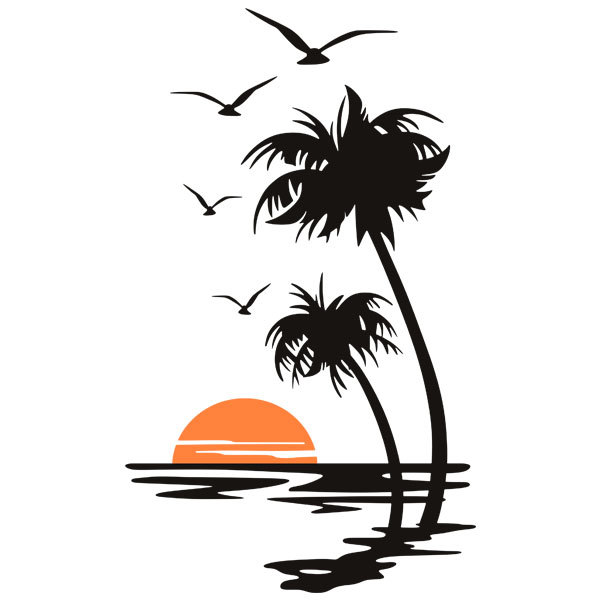 Pegatinas: Atardece en el mar