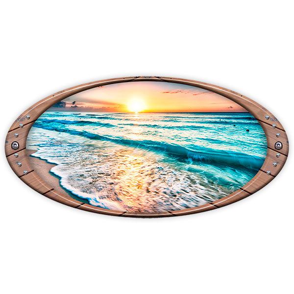 Pegatinas: Marco elíptico Playa al atardecer
