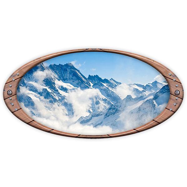 Pegatinas: Marco elíptico montañas nevadas