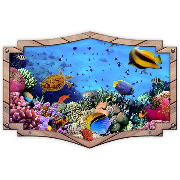 Pegatinas: Marco ornamental fondo del mar