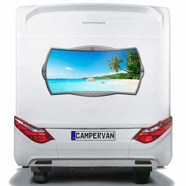 Vinilos autocaravanas: Marco rectangular  playa caribeña