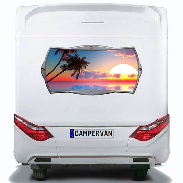 Vinilos autocaravanas: Marco rectangular amanecer caribeño