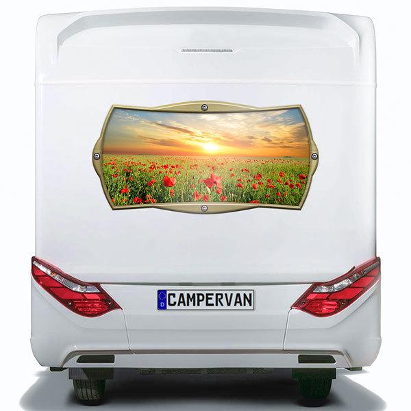 Vinilos autocaravanas: Marco rectangular campo de amapolas