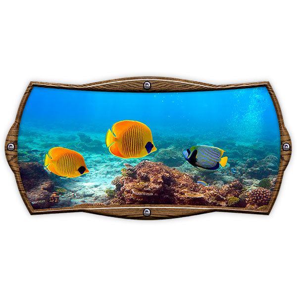 Pegatinas: Marco rectangular peces marinos