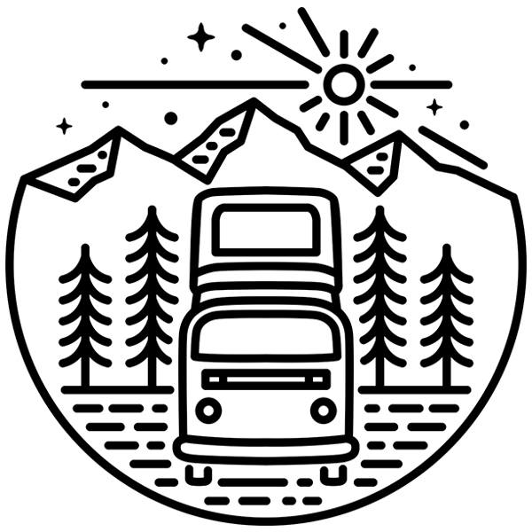 Pegatinas: Caravana en el monte