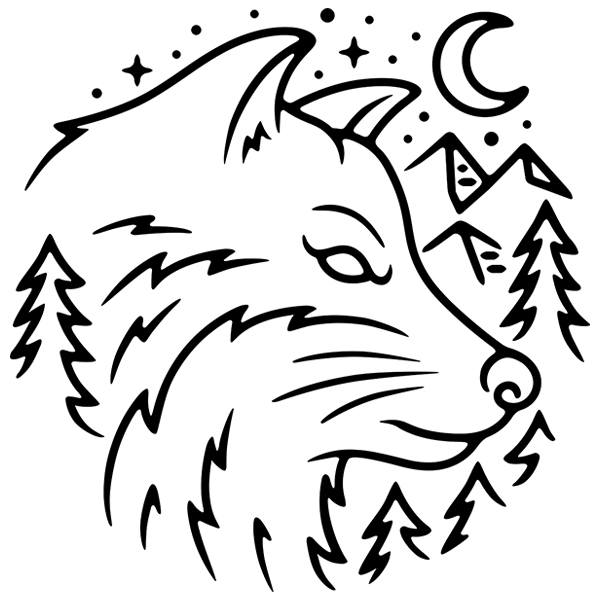 Pegatinas: Lobo en la noche